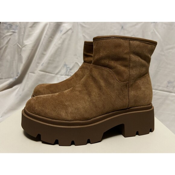 No Boundaries Womens Cozy Lug Sole Ankle Boots Brown Size 7 Fur Lined - Picture 3 of 7